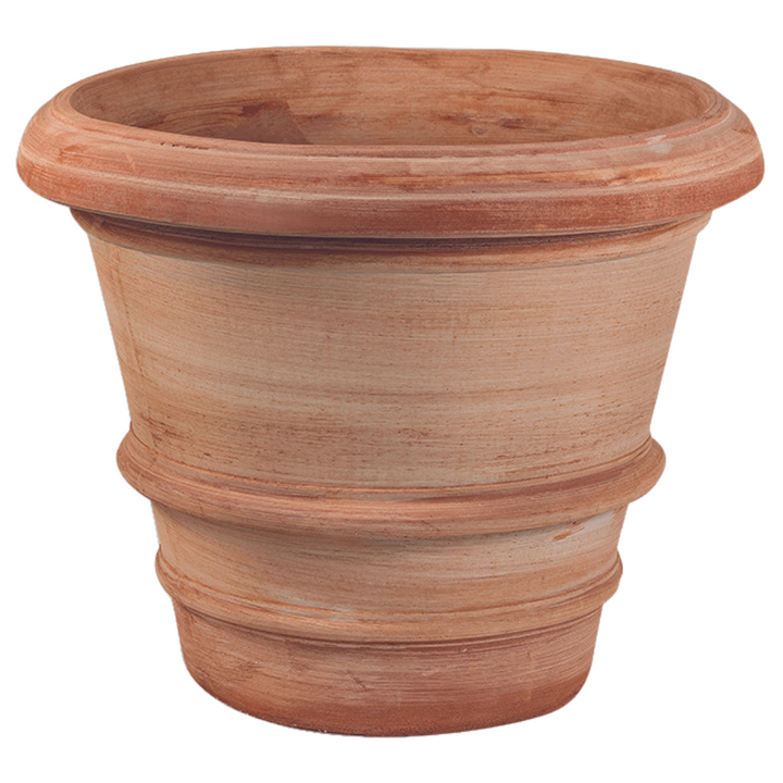 Verona Extra Large Terracotta Pot in a classic Mediterranean design, made from frostproof and breathable Italian clay for year-round outdoor planting.