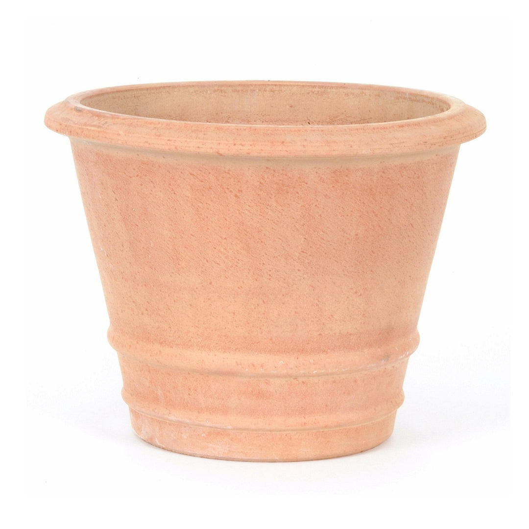 A standalone image of the terracotta planter against a white background, emphasizing its elegant shape and timeless appeal.