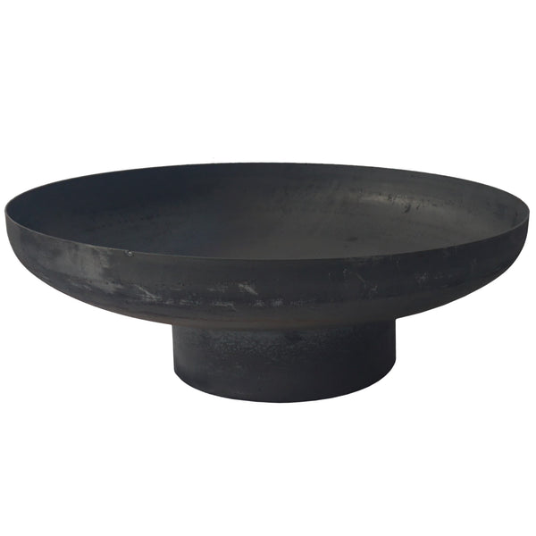 Contemporary Black Round Fire Pit Bowl - Distressed Metal - 60cm - Gardenesque