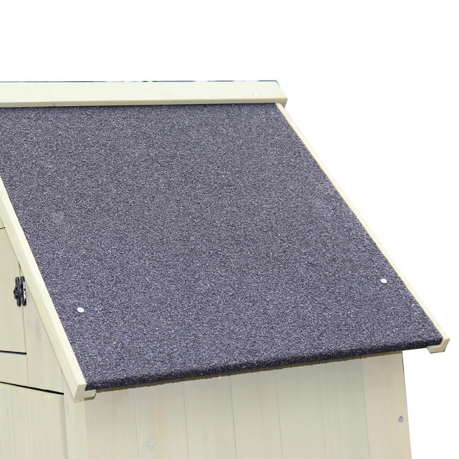 garden tool shed with asphalt roof