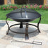 Metal Portable Round Fire Pit with Spark Guard Lid & Poker at Gardenesque