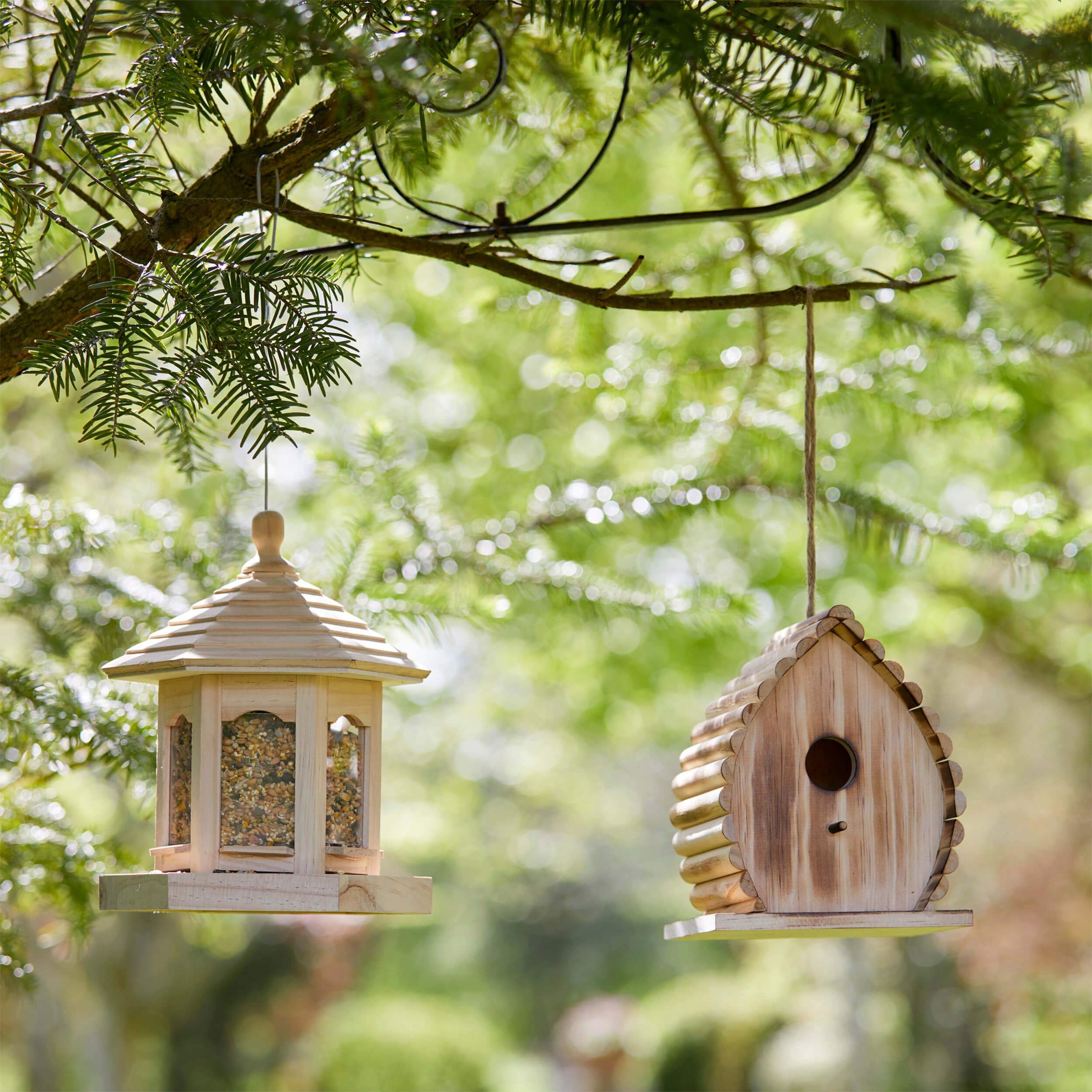 bird feeders, insect hotels and hedgehog houses