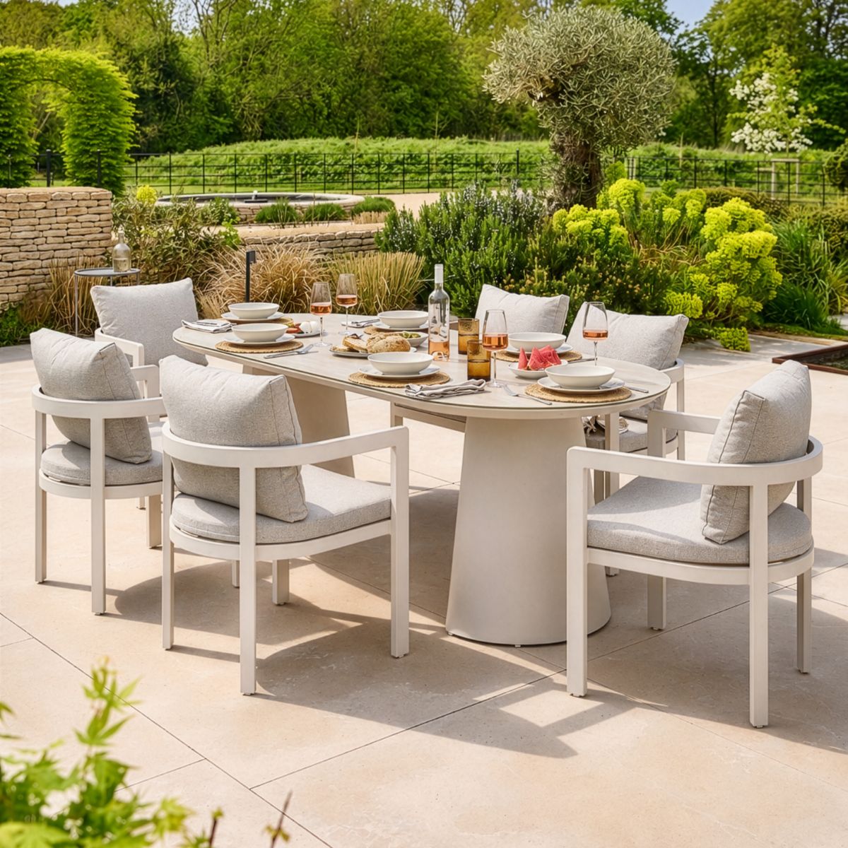 6 Seater Metal Garden Dining Set
