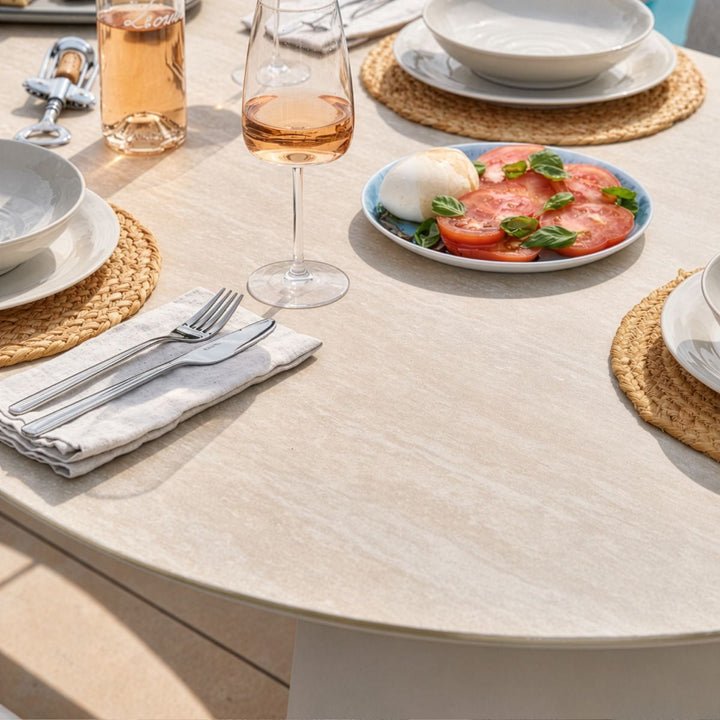 Camden 6 Seater | Metal Garden Dining Set - Stone