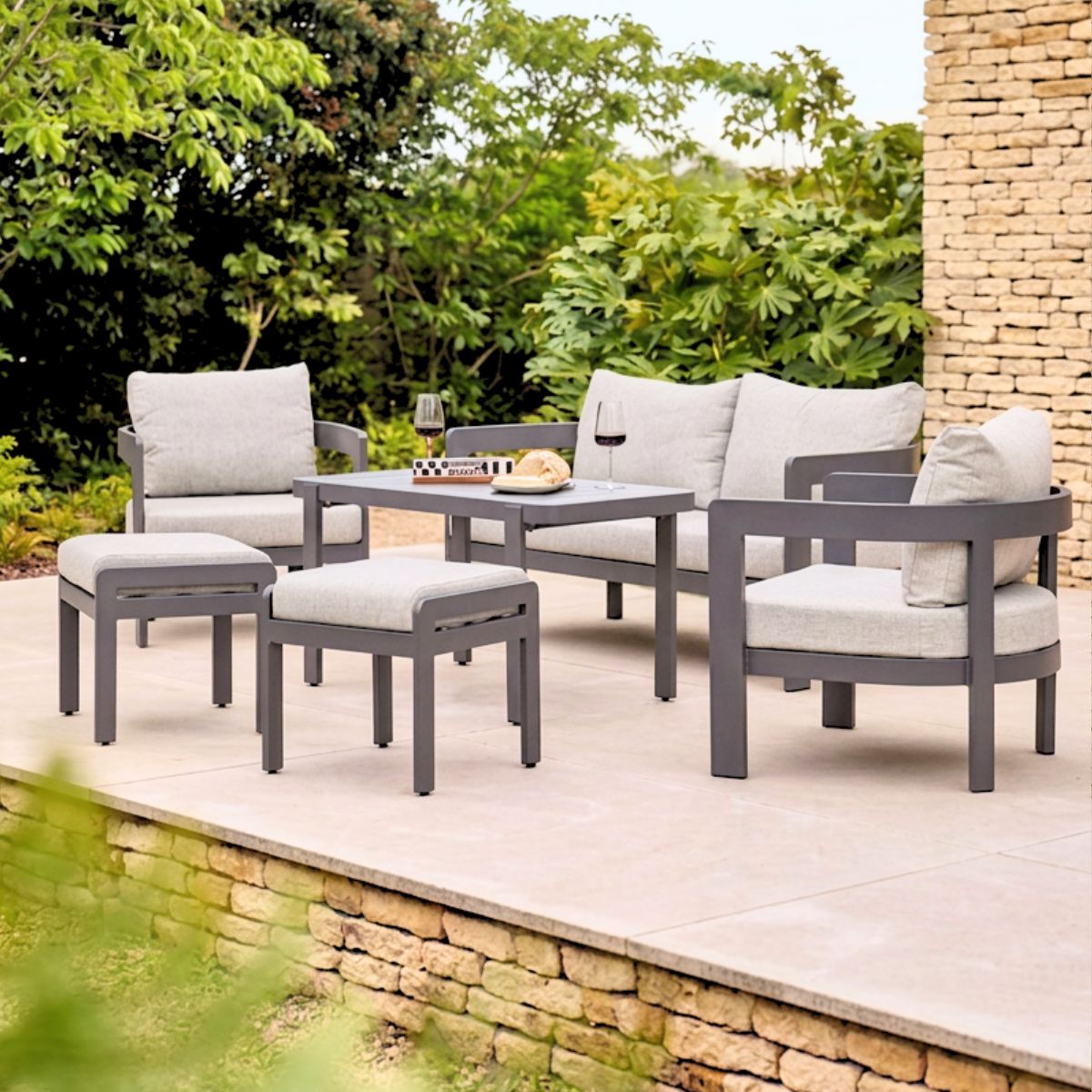 6 Seater Metal Casual Dining Set Anthracite