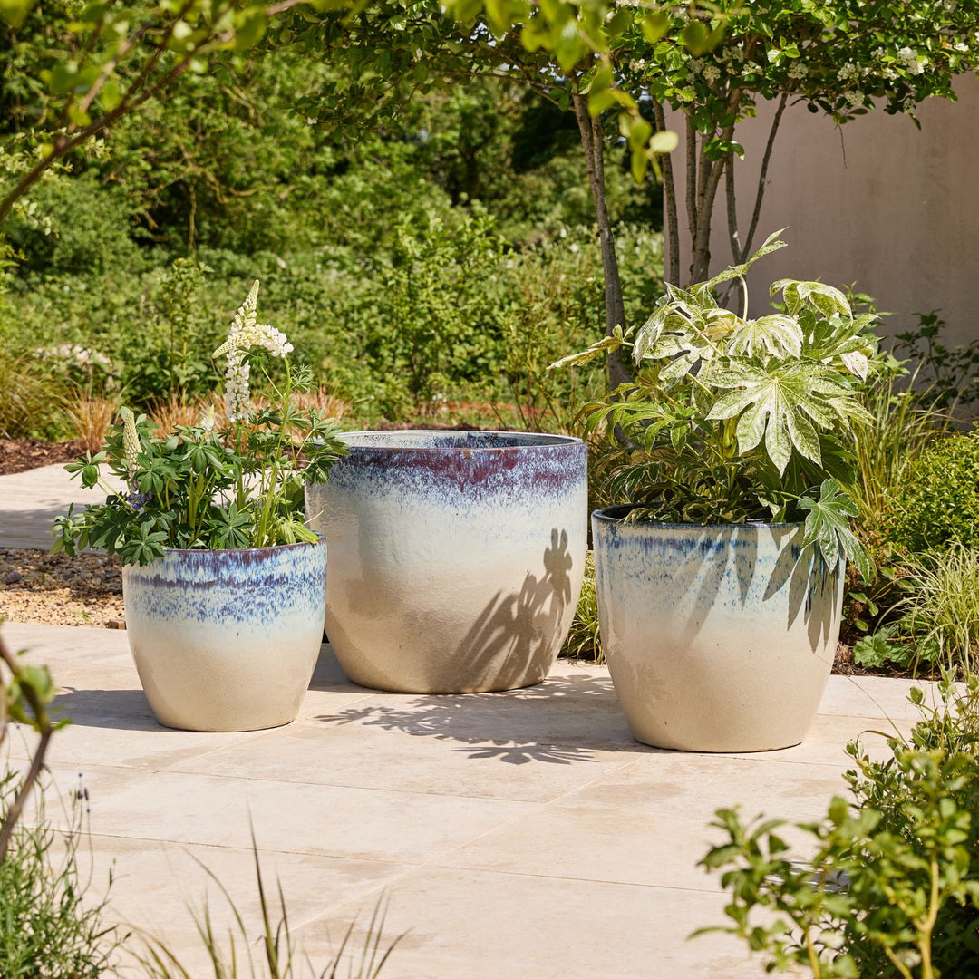 unusual large plant pots Celine large frost-proof glazed garden pot