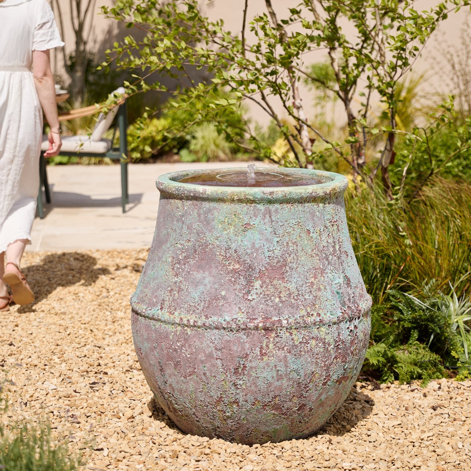 Leto Extra Large Verdigris Urn Water Feature