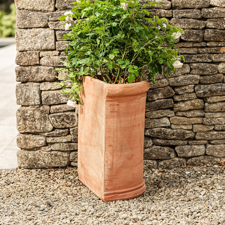 Loreto Italian terracotta wall half planter handcrafted in Tuscany with natural weathered finish