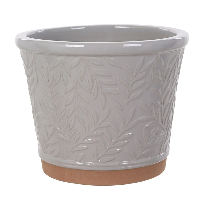 William Morris part glazed planter grey