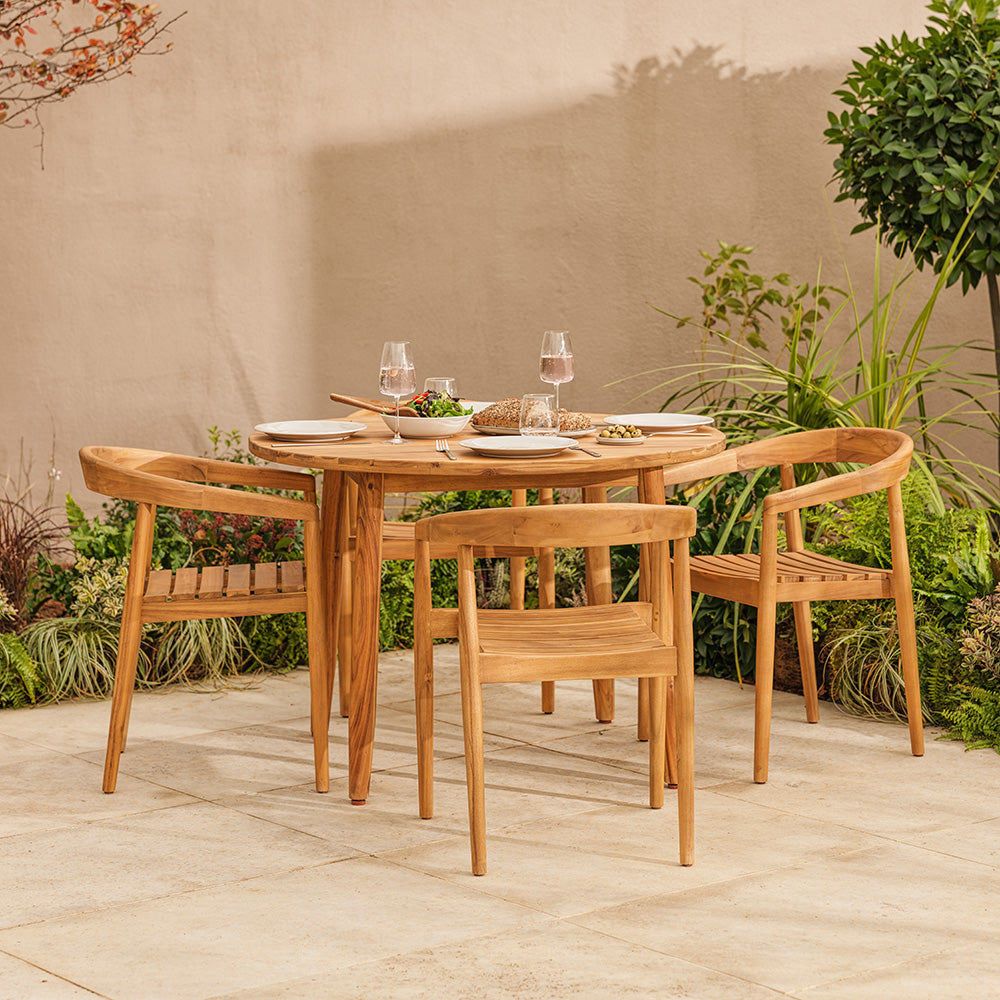 Wooden Round Garden Dining Set