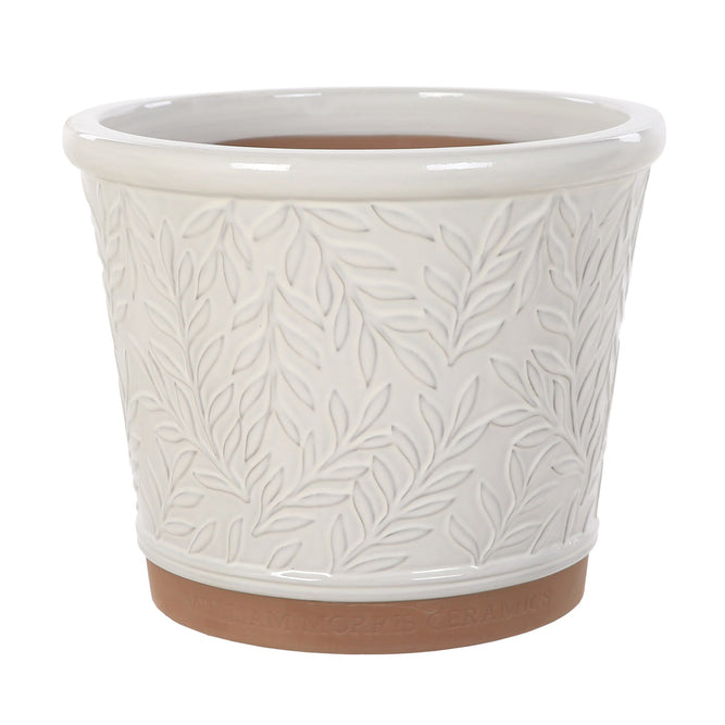 William Morris part glazed planter white