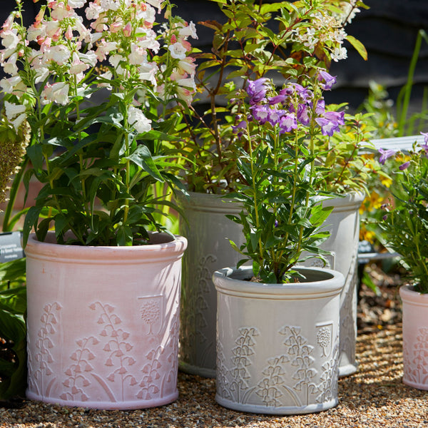 RHS Cylinder | Flora Bluebell Glazed Planter