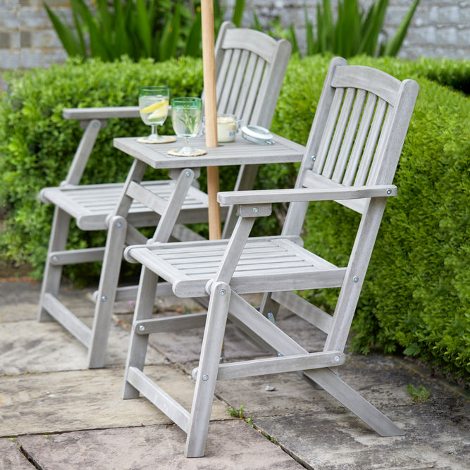 Repton Love Seat Wooden Grey Folding Garden Love Seat Gardenesque