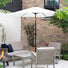 Cream Tilting with Solar Powered LED Lights | Parasol with Base