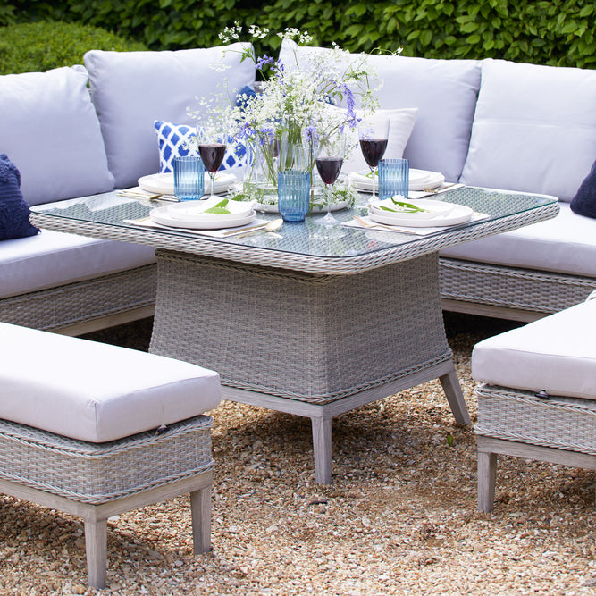 Grey Rattan Corner Sofa Garden Furniture Set - Paxton at Gardenesque