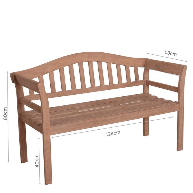 2 seater teak wooden garden bench