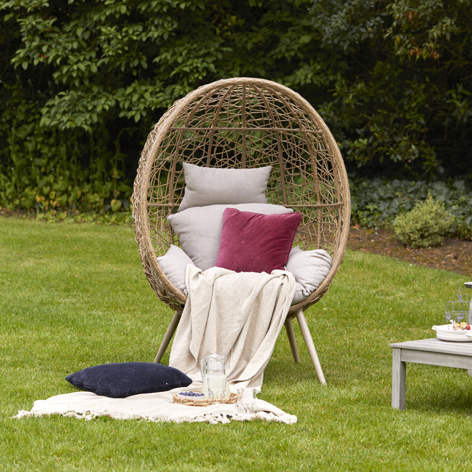 Lyndhurst Rattan Cocoon Chair with Cushions at Gardenesque