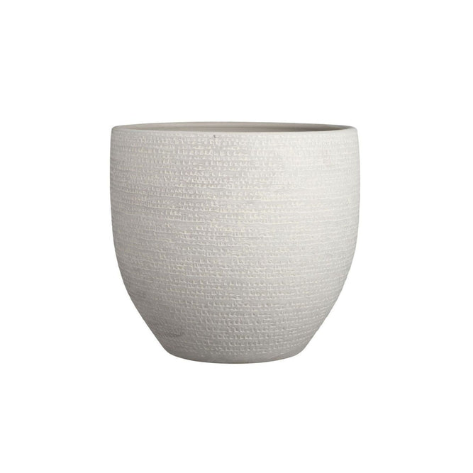 Grey Textured Round Ceramic Indoor Plant Pot