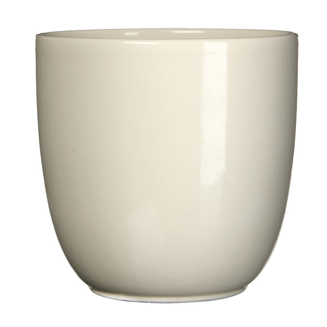 Gloss Cream Ceramic Indoor Plant Pot - 35cm at Gardenesque