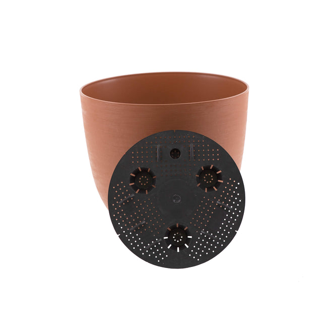 38cm brown plastic self-watering plant pot