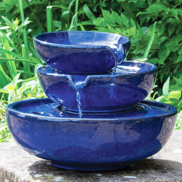Premium Ceramic 3 Tier Water Feature with LED Light - Gardenesque