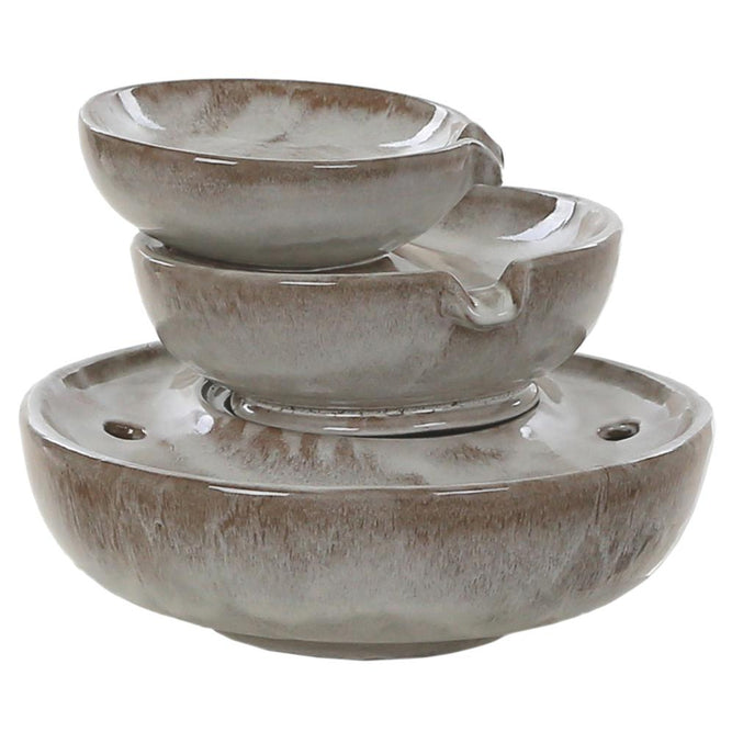 Premium Ceramic 3 Tier Water Feature with LED Light - Gardenesque
