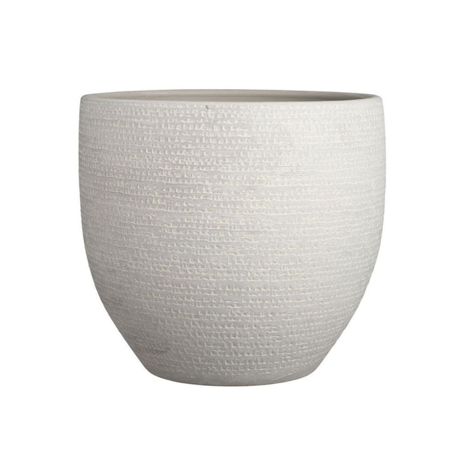 Grey Textured Round Ceramic Indoor Plant Pot