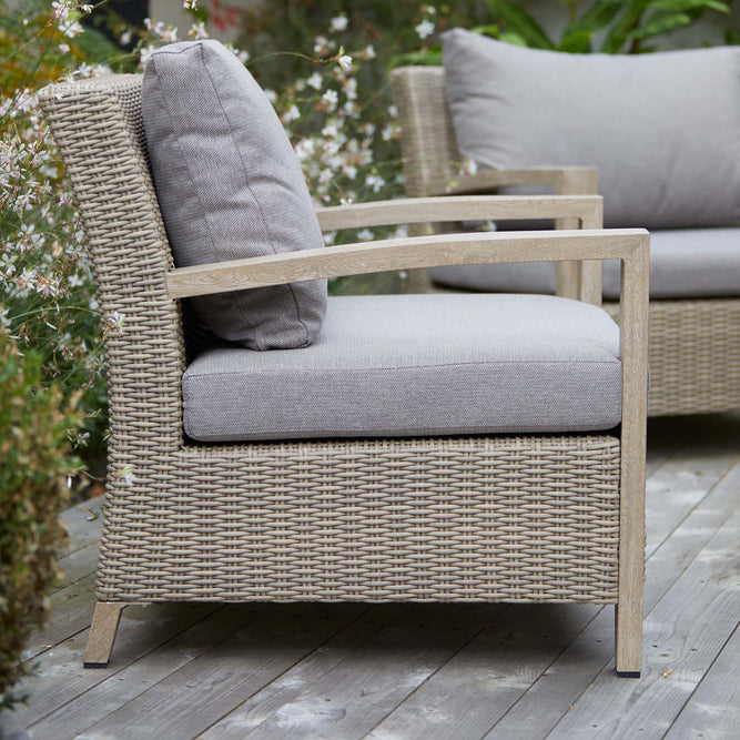 Cushioned Garden Chairs - Set of 2 - Wood Effect Aluminium - Sherwood