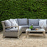 6 Seater Wood Effect Aluminium Garden Corner Sofa with Coffee Table - Sherwood at Gardenesque