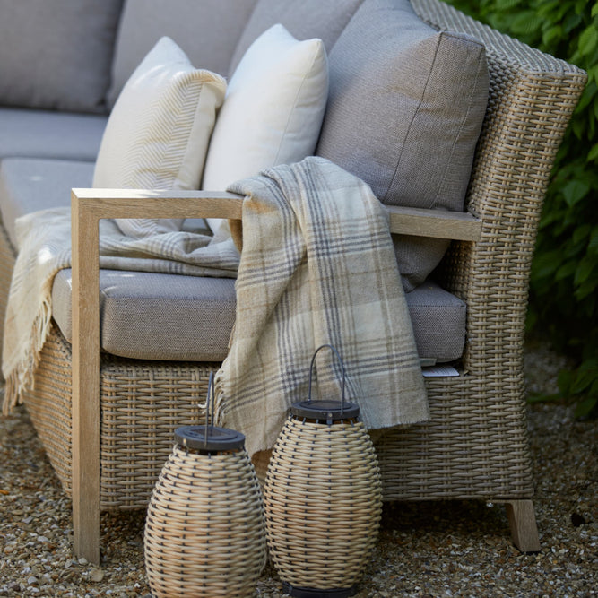6 Seater Wood Effect Aluminium Garden Corner Sofa with Coffee Table - Sherwood at Gardenesque