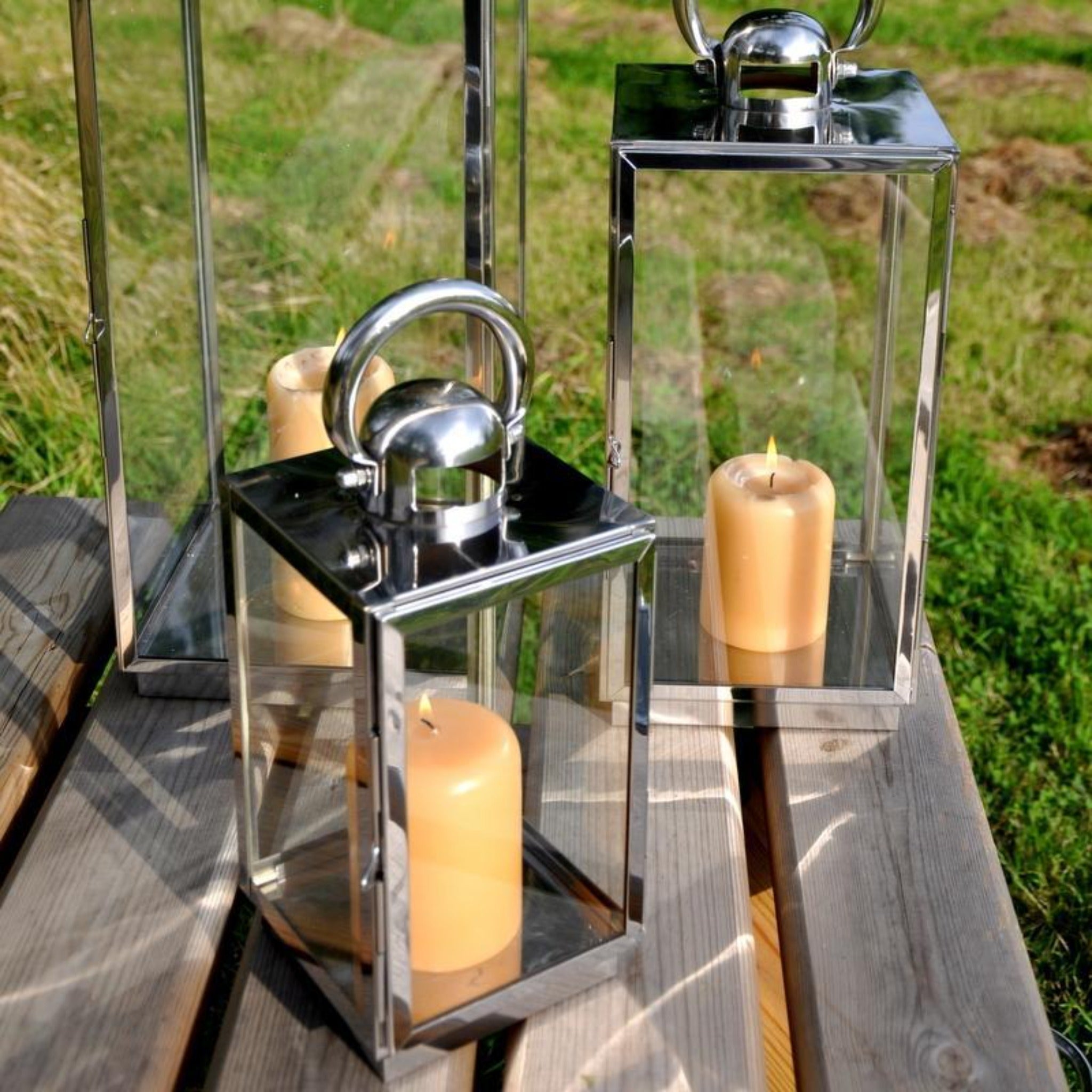 Stainless Steel Hurricane Lantern Gardenesque