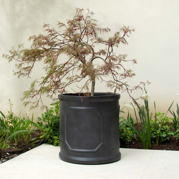 Charcoal-Grey-Plant-Pots-Outdoor-Lightweight-Faux-Lead-Cylinders