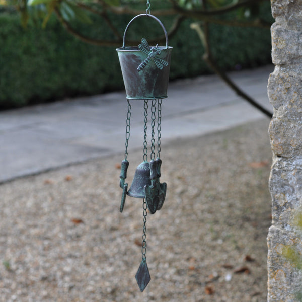 Bucket and Tools Garden Wind Chime Mobile