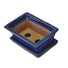 Blue Ceramic Rectangular Bonsai Plant Pot with Dish - Gardenesque