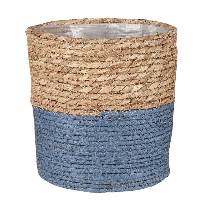 Blue Indoor Woven Basket Green Plant Pot 25cm available at Gardenesque