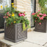 Charcoal Grey Plant Pots Outdoor - Lightweight Lattice Faux-Lead Squares - 4 Sizes at Gardenesque
