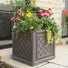 Charcoal Grey Plant Pots Outdoor - Lightweight Lattice Faux-Lead Squares - 4 Sizes at Gardenesque
