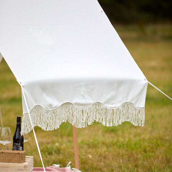 Cream Sun Shade Canopy with Fringing - Gardenesque