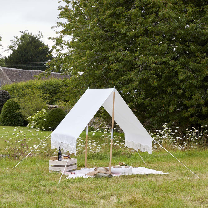 Cream Sun Shade Canopy with Fringing - Gardenesque