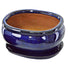 Dark Blue Ceramic Oval Bonsai Plant Pot with Dish - Gardenesque