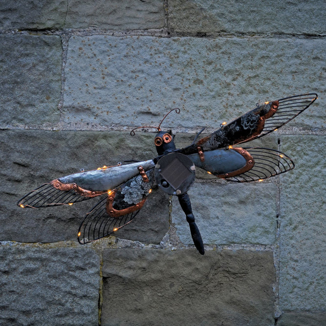 Dragonfly Solar Wall Art Light Garden Decoration at Gardenesque