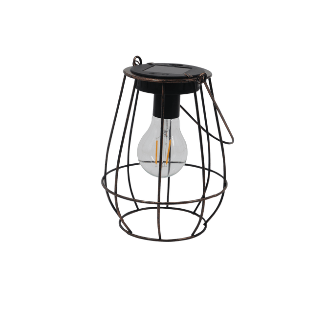 Edison Copper Cage LED Solar Lantern