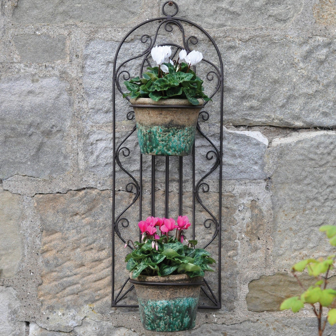 Double Pot Gothic Metal Wall Planter