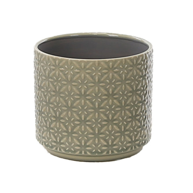 Glazed Indoor Ceramic Geometric Grey Plant Pot 20cm