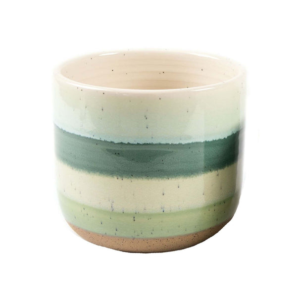 Green Stripe Glazed Indoor Plant Pot 14cm