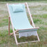 Green Striped Wooden Deck Chair with Head Cushion Gardenesque