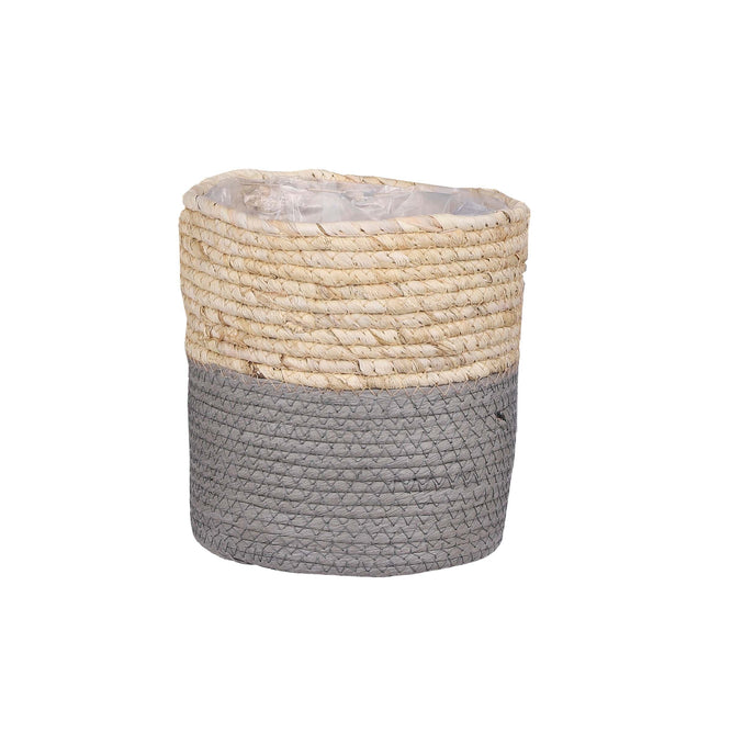 Grey Woven Basket Indoor Plant Pot 21cm available at Gardenesque