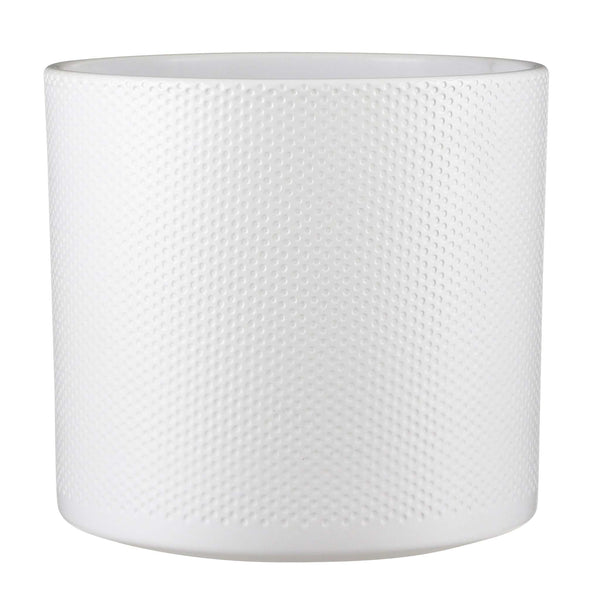 Indoor ceramic white matt plant pot with dimple texture - 28cm at Gardenesque