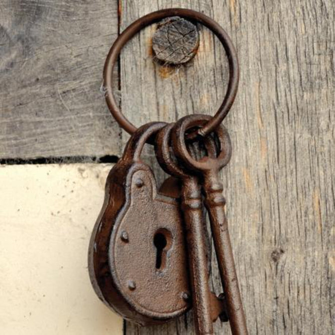 Decorative Cast Iron Keys & Lock Garden Ornament