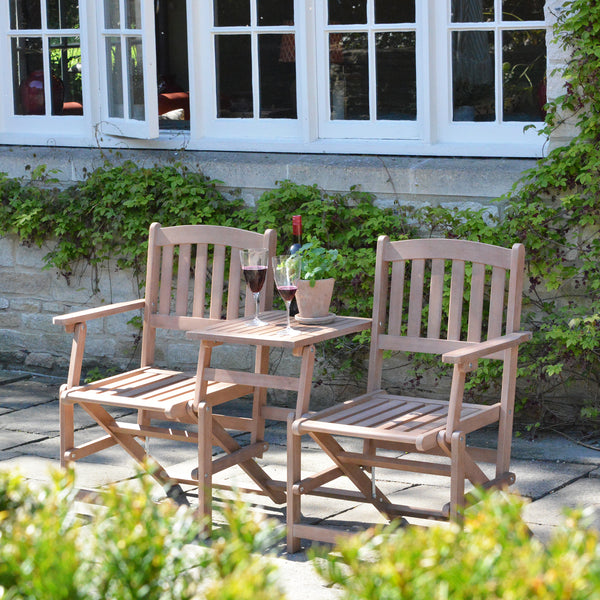 wooden love seat for garden